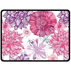 Red And Pink Flowers Vector Art Asters Patterns Backgrounds Two Sides Fleece Blanket (large)