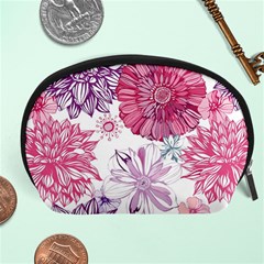 Red And Pink Flowers Vector Art Asters Patterns Backgrounds Accessory Pouch (large) by Salman4z