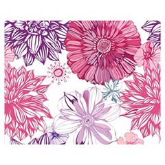 Red And Pink Flowers Vector Art Asters Patterns Backgrounds Two Sides Premium Plush Fleece Blanket (medium) by Salman4z