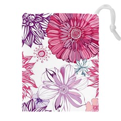 Red And Pink Flowers Vector Art Asters Patterns Backgrounds Drawstring Pouch (4xl) by Salman4z