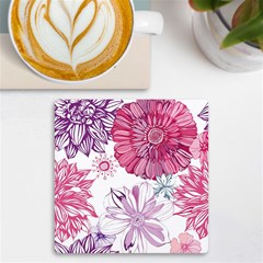 Red And Pink Flowers Vector Art Asters Patterns Backgrounds Uv Print Square Tile Coaster  by Salman4z