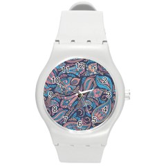 Background Ornament Paisley Round Plastic Sport Watch (m) by Salman4z