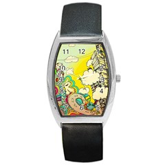 Doodle Wallpaper Artistic Surreal Barrel Style Metal Watch by Salman4z