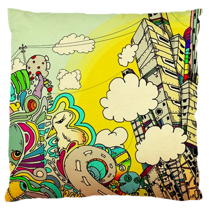 Doodle Wallpaper Artistic Surreal Large Cushion Case (Two Sides)