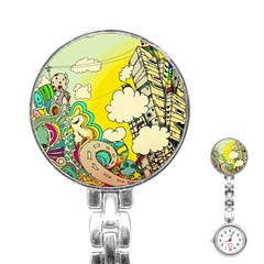 Doodle Wallpaper Artistic Surreal Stainless Steel Nurses Watch by Salman4z