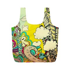 Doodle Wallpaper Artistic Surreal Full Print Recycle Bag (m) by Salman4z