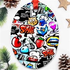 Graffiti Art Cartoon Comic Oval Ornament (two Sides) by Salman4z