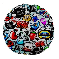 Graffiti Art Cartoon Comic Large 18  Premium Round Cushions by Salman4z