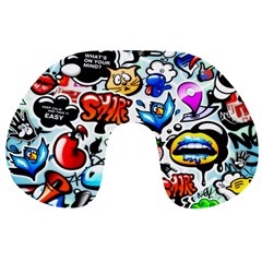 Graffiti Art Cartoon Comic Travel Neck Pillow by Salman4z