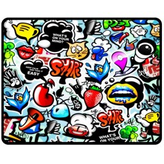 Graffiti Art Cartoon Comic Two Sides Fleece Blanket (medium) by Salman4z