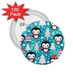 Blue Penguin Pattern christmas 2.25  Buttons (100 pack)  Front