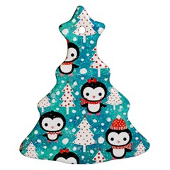 Blue Penguin Pattern Christmas Ornament (christmas Tree) 