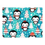 Blue Penguin Pattern christmas Two Sides Premium Plush Fleece Blanket (Mini) 35 x27  Blanket Front