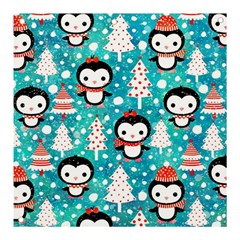 Blue Penguin Pattern Christmas Banner And Sign 3  X 3 