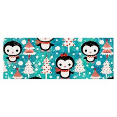 Blue Penguin Pattern Christmas Banner And Sign 8  X 3 