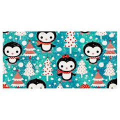 Blue Penguin Pattern Christmas Banner And Sign 8  X 4 