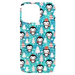 Blue Penguin Pattern Christmas Iphone 14 Pro Max Black Uv Print Case