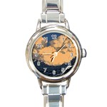 Waves Aesthetic Ocean Retro Sea Vintage Round Italian Charm Watch Front