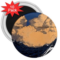 Waves Aesthetic Ocean Retro Sea Vintage 3  Magnets (10 Pack)  by Salman4z