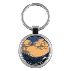 Waves Aesthetic Ocean Retro Sea Vintage Key Chain (round) by Salman4z