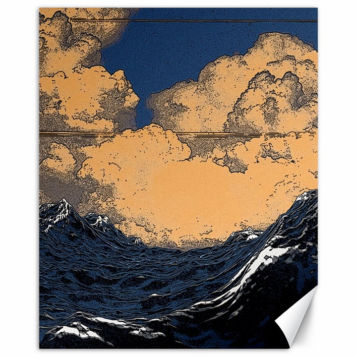 Waves Aesthetic Ocean Retro Sea Vintage Canvas 16  x 20 