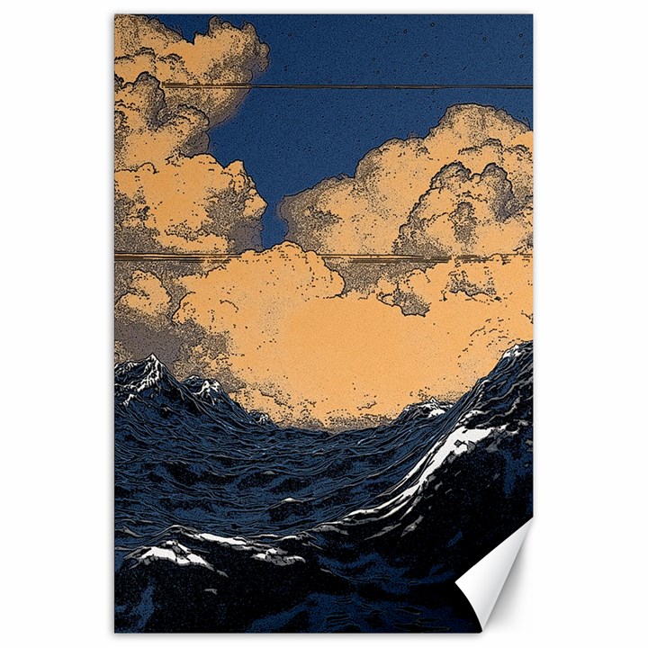 Waves Aesthetic Ocean Retro Sea Vintage Canvas 20  x 30 