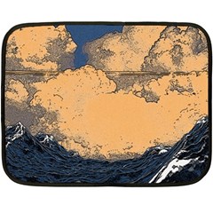 Waves Aesthetic Ocean Retro Sea Vintage Fleece Blanket (mini) by Salman4z