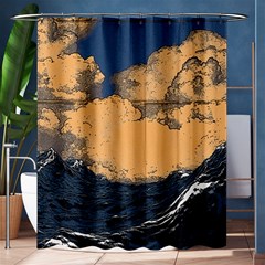 Waves Aesthetic Ocean Retro Sea Vintage Shower Curtain 60  X 72  (medium)  by Salman4z