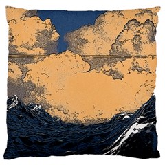 Waves Aesthetic Ocean Retro Sea Vintage Large Cushion Case (one Side) by Salman4z