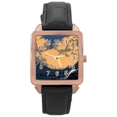 Waves Aesthetic Ocean Retro Sea Vintage Rose Gold Leather Watch  by Salman4z