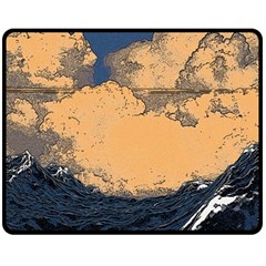 Waves Aesthetic Ocean Retro Sea Vintage Two Sides Fleece Blanket (medium) by Salman4z