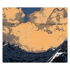 Waves Aesthetic Ocean Retro Sea Vintage Two Sides Premium Plush Fleece Blanket (small) by Salman4z