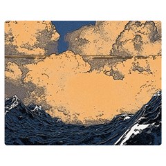 Waves Aesthetic Ocean Retro Sea Vintage Two Sides Premium Plush Fleece Blanket (medium) by Salman4z