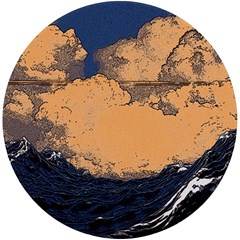 Waves Aesthetic Ocean Retro Sea Vintage Uv Print Round Tile Coaster by Salman4z