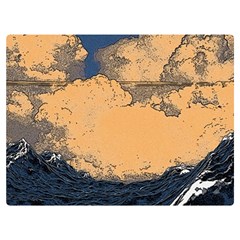 Waves Aesthetic Ocean Retro Sea Vintage Two Sides Premium Plush Fleece Blanket (extra Small) by Salman4z