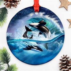 Orca Wave Water Underwater Ornament (round) by Salman4z