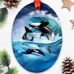 Orca Wave Water Underwater Ornament (oval) by Salman4z