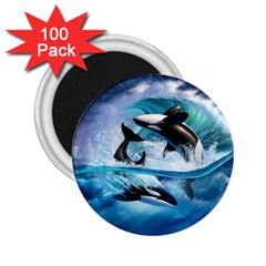 Orca Wave Water Underwater 2 25  Magnets (100 Pack)  by Salman4z