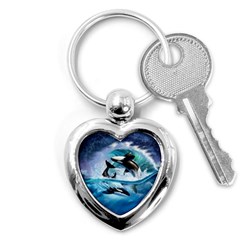 Orca Wave Water Underwater Key Chain (heart) by Salman4z