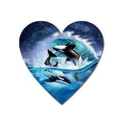 Orca Wave Water Underwater Heart Magnet by Salman4z