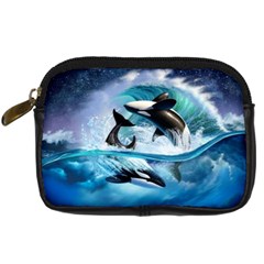 Orca Wave Water Underwater Digital Camera Leather Case by Salman4z