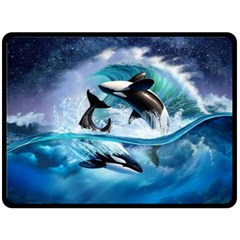 Orca Wave Water Underwater Fleece Blanket (large) by Salman4z