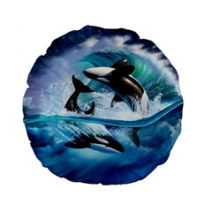 Orca Wave Water Underwater Standard 15  Premium Round Cushions by Salman4z