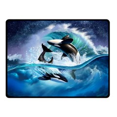 Orca Wave Water Underwater Two Sides Fleece Blanket (small) by Salman4z