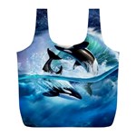 Orca Wave Water Underwater Full Print Recycle Bag (L) Back