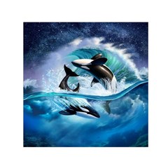 Orca Wave Water Underwater Square Satin Scarf (30  X 30 ) by Salman4z