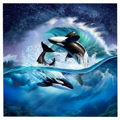 Orca Wave Water Underwater Wooden Puzzle Square by Salman4z