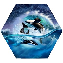 Orca Wave Water Underwater Wooden Puzzle Hexagon by Salman4z