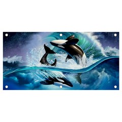 Orca Wave Water Underwater Banner And Sign 4  X 2  by Salman4z