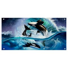 Orca Wave Water Underwater Banner And Sign 8  X 4  by Salman4z